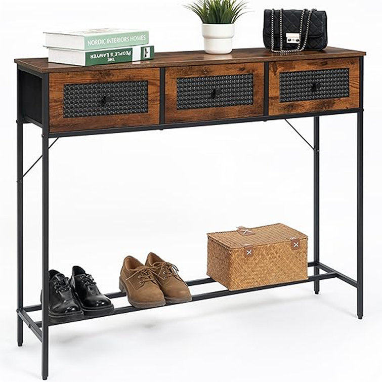 17 Stories Rattan Sofa Table With Storage 41.7 Console Table